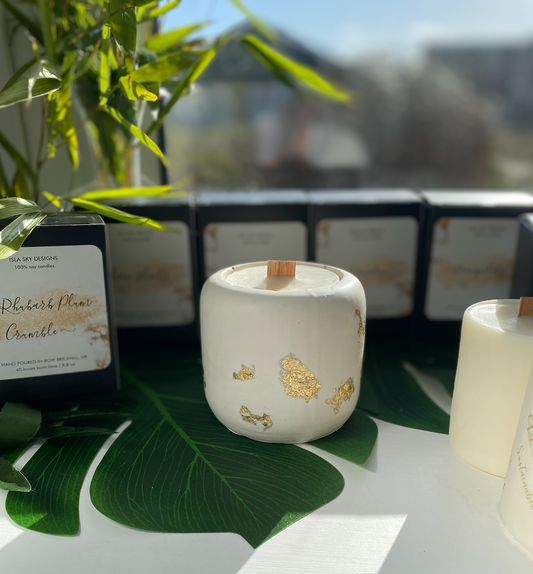 "Isla" Refillable Candle - Gold & White